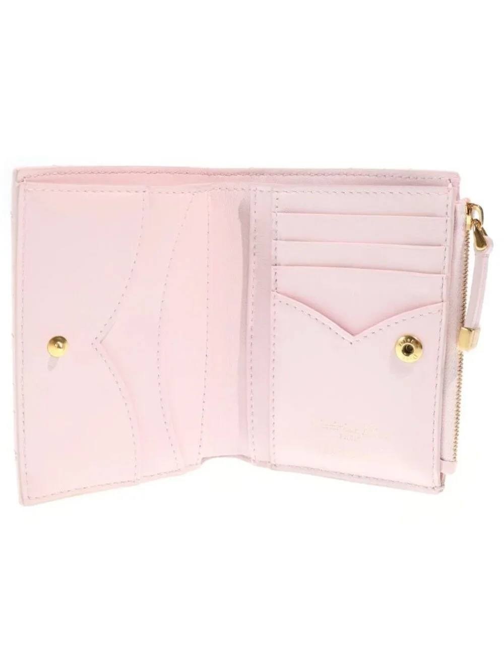 Dior Heart Dahlia Wallet Compact Bifold Coin Case Light Pink Lambskin Gold - Picture 4 of 6